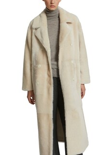Длинное двубортное пальто из дубленки Yves Salomon