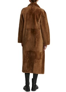 Длинное двубортное пальто из дубленки Yves Salomon