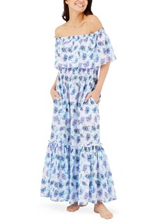 Длинное хлопковое платье с яркими цветами Vilebrequin