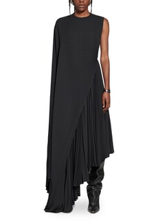 Длинное плиссированное платье Balenciaga, черный