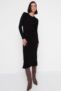Платье-миди Trendyol с круглым вырезом, черный