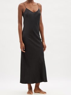 Платье-комбинация lyon из потертого шелка Asceno, черный