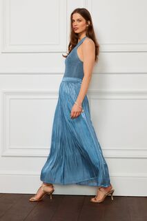 Плиссированная блестящая юбка макси Next, синий