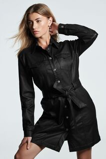 Джинсовое мини-платье-рубашка с покрытием Next, черный