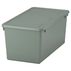 SOCKERBIT Ящик для хранения с крышкой, серо-зеленый, 38x76x30 см IKEA