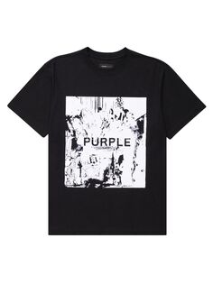 Хлопковая футболка с логотипом Purple Brand, черный