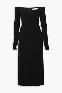 Многослойное платье миди из кади с открытыми плечами DION LEE, черный