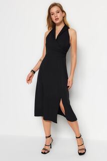 Платье Trendyol миди с детальной отделкой, черный