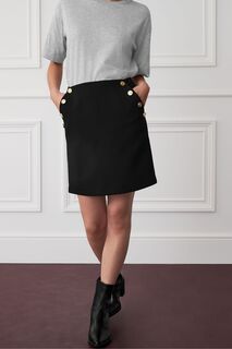 Приталенная мини-юбка с декоративными пуговицами Next, черный