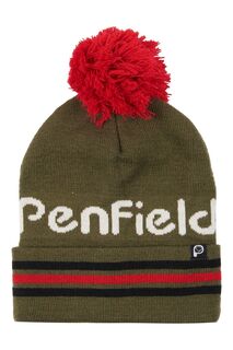 Зеленая вязаная шапка с полосатым мотивом и помпоном Penfield, зеленый