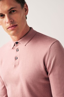 Трикотажная рубашка-поло с длинными рукавами Next, розовый