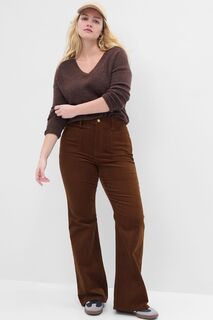 Расклешенные вельветовые брюки с завышенной талией в стиле 70-х с технологией Washwell Gap, коричневый