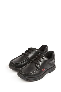 Молодежные туфли Reasan кожаные черные с ремнем Kickers, черный