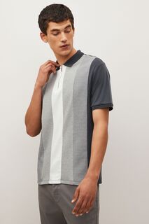 Рубашка-поло с вертикальными цветными блоками Next, серый