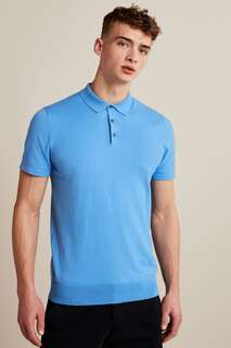 Трикотажная рубашка-поло с короткими рукавами Next, синий