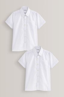 2 эластичные школьные рубашки с короткими рукавами Next, белый