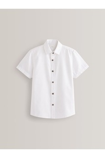 Рубашка с короткими рукавами из смесового льна Next, белый