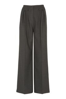 Темно-серые брюки со складками на широких штанинах Mint Velvet, серый
