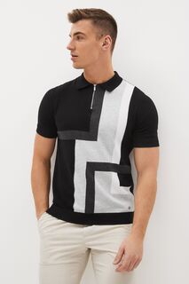 Трикотажная рубашка-поло на геометрической молнии Next, черный