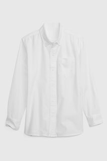 Оксфордская рубашка с длинными рукавами из натурального хлопка Gap, белый