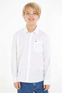 Белая рубашка для мальчика с вышитой монограммой Tommy Hilfiger, белый