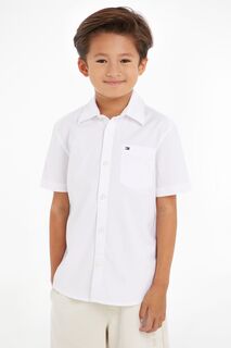 Белая оксфордская рубашка с короткими рукавами Tommy Hilfiger, белый