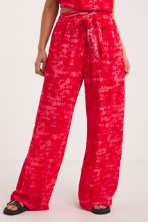 Красные широкие брюки со складками с эффектом тай-дай и завязкой на талии Simply Be, красный