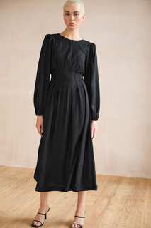 Платье с длинными рукавами и складками Next, черный