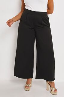 Черные брюки из атласного крепа с широкими задними штанинами Simply Be, черный