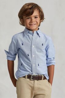 Синяя рубашка для мальчика с логотипом по всей поверхности Polo Ralph Lauren, синий