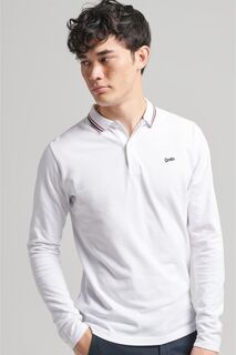 Винтажная рубашка-поло с длинными рукавами и декоративной отделкой Superdry, белый