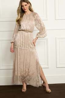 Платье миди с длинными рукавами и принтом из фольги Next, розовый