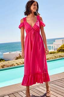 Хлопковое платье макси Savannah Miller Next, розовый