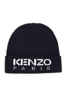Темно-синяя детская шапка от Kenzo с логотипом Kenzo, синий