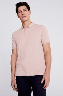 Дымчато-розовая рубашка-поло из пике MOSS, розовый