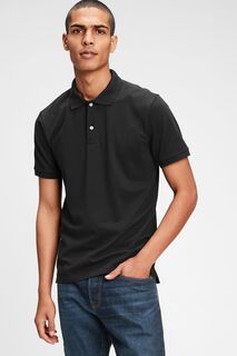 Рубашка-поло из эластичного пике Gap, черный