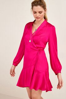 Атласное мини-платье спереди Next, розовый