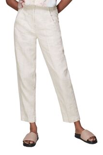 Льняные брюки кремового цвета с широкими штанинами слегка зауженными к низу Whistles, бежевый