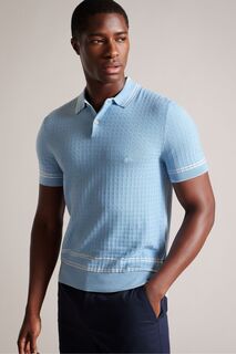 Голубая рубашка-поло Maytain с фактурной текстурой стандартного кроя и короткими рукавами Ted Baker, синий