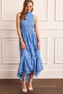 Платье миди из 3D-сетки с цветочными мотивами Next, синий