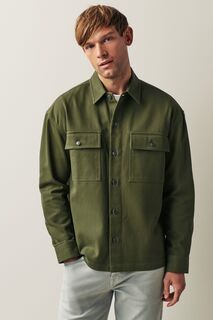 Хлопковая куртка-рубашка с двумя карманами Next, зеленый