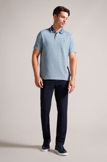 Рубашка-поло Ginald сине-бирюзового цвета с короткими рукавами и узором елочка Ted Baker, синий