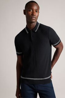 Черная текстурированная рубашка-поло обычного кроя с короткими рукавами Maytain Ted Baker, черный
