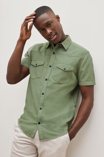 Фактурная рубашка с короткими рукавами и карманами Next, зеленый