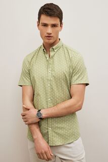 Рубашка-оксфорд стрейч с короткими рукавами и принтом Next, зеленый