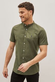 Рубашка-оксфорд стрейч с короткими рукавами и воротником Next, зеленый
