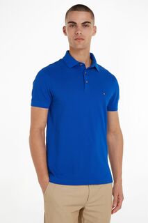 Синяя рубашка-поло приталенного кроя Tommy Hilfiger, синий