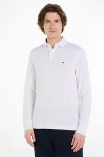 Белая рубашка-поло с длинными рукавами 1985 года стандартного кроя Tommy Hilfiger, белый