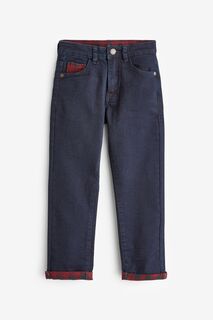 Красные клетчатые джинсы с подвернутыми штанинами Next, синий