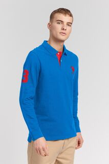 Мужская рубашка-поло с длинными рукавами Player 3 стандартного кроя U.S. Polo Assn, синий